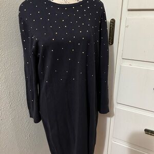 MICHAEL Michael Kors Dark Blue Dress with Gold Dots